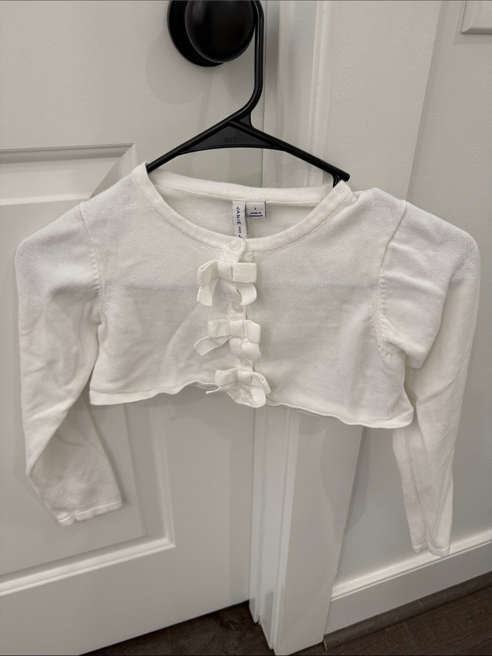 Janie and Jack Ivory Bow-Front cropped  Cardigan